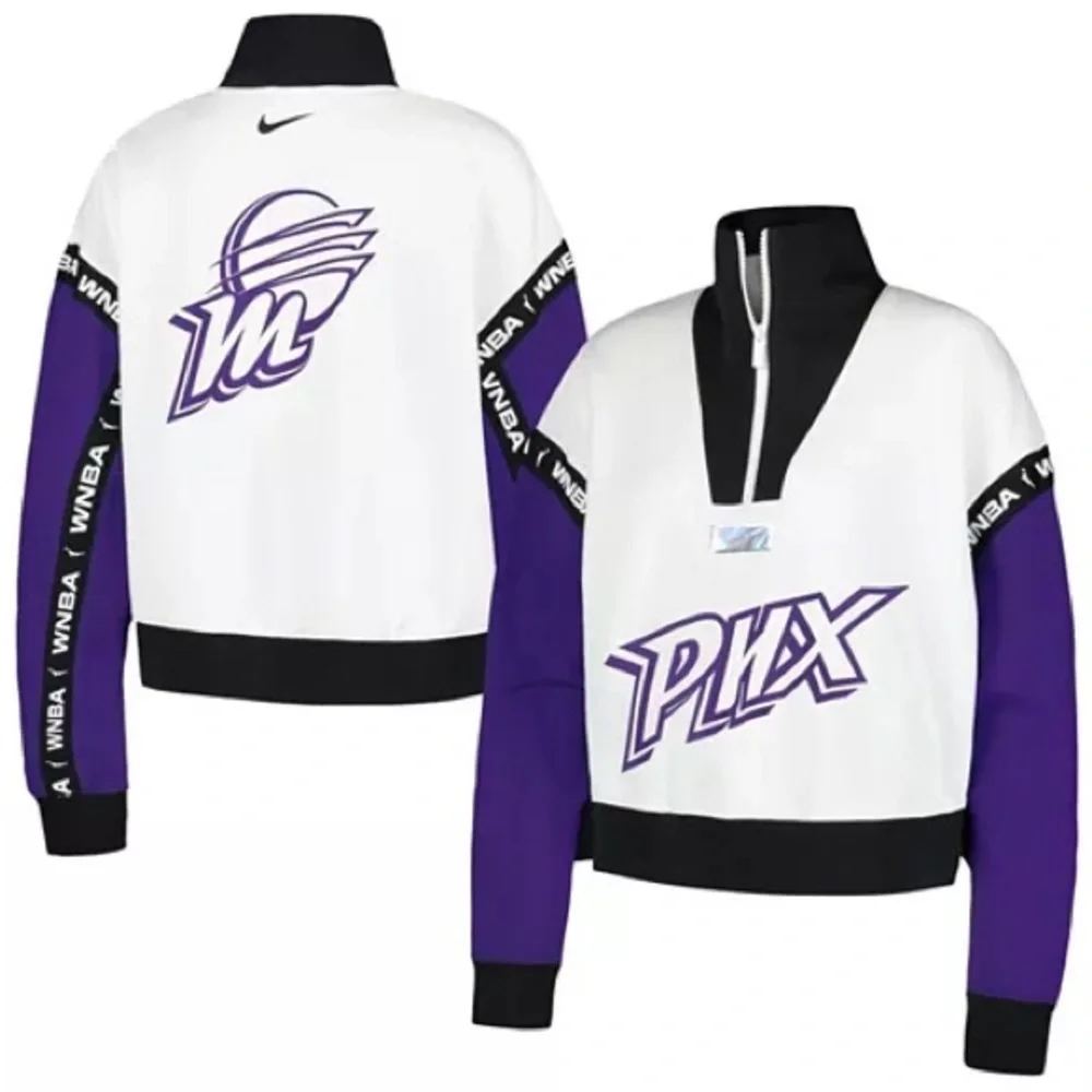Nike Women’s Large White &‎ Purple PHX WNBA Half-Zip Pullover